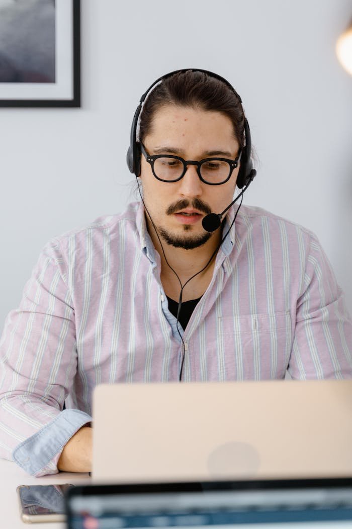 A Call Center Agent Working